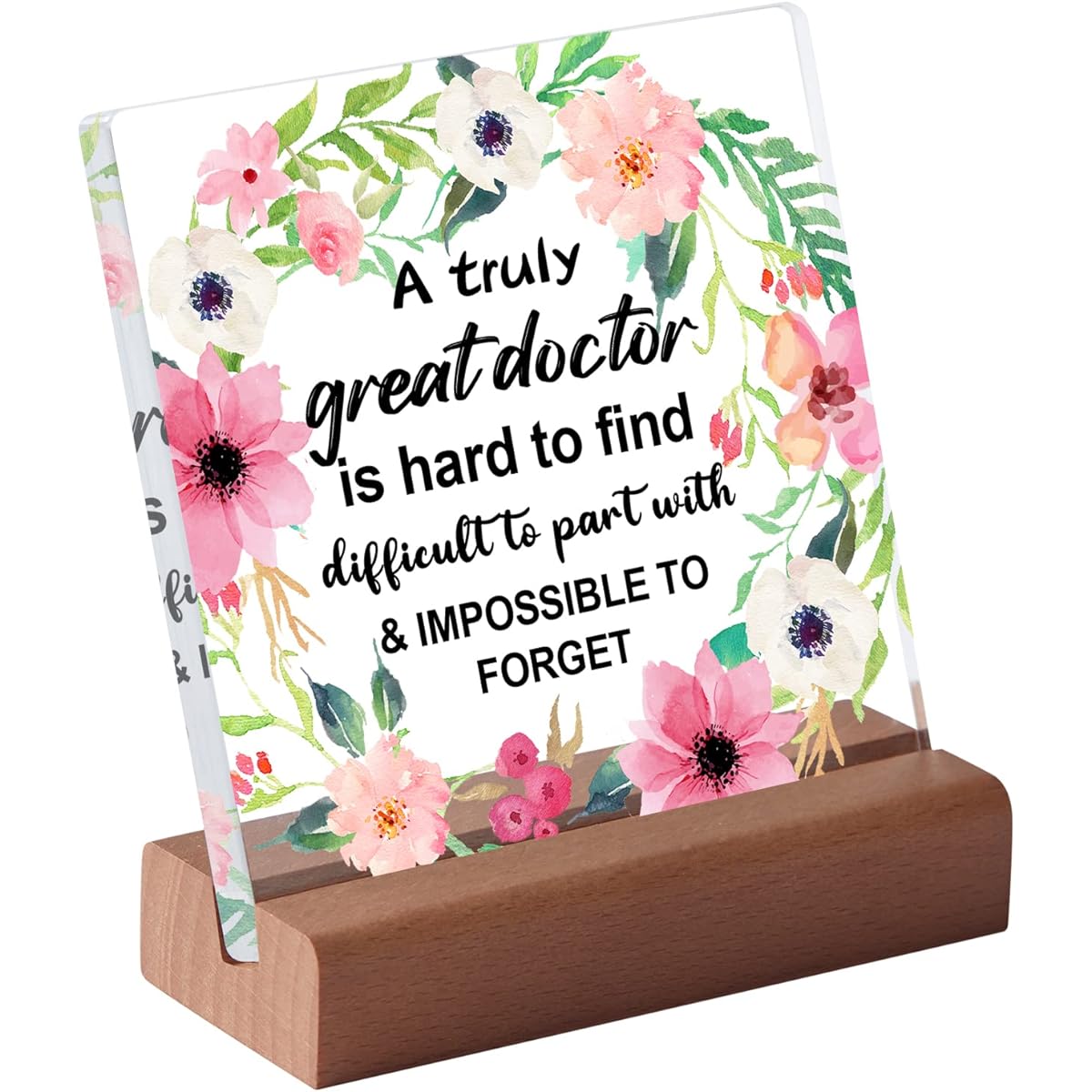 Thank You Appreciation Doctor Gifts Birthday Christmas Medical Graduation Gift for Men Women Dentist Doctor Square Acrylic Desk Plaque Sign with Wooden Stand - A Truly Great Doctor is Hard to Find