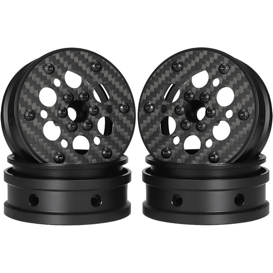 2.2 Beadlock Wheels 4pcs Carbon Fiber Wheel Rims for 1/10 RC Crawler Cheetah Rig Capra SCX10 Pro TF2 Element Enduro TRX4 Upgrade Accessories (Carbon Fiber 2.2 Beadlock Wheels D)