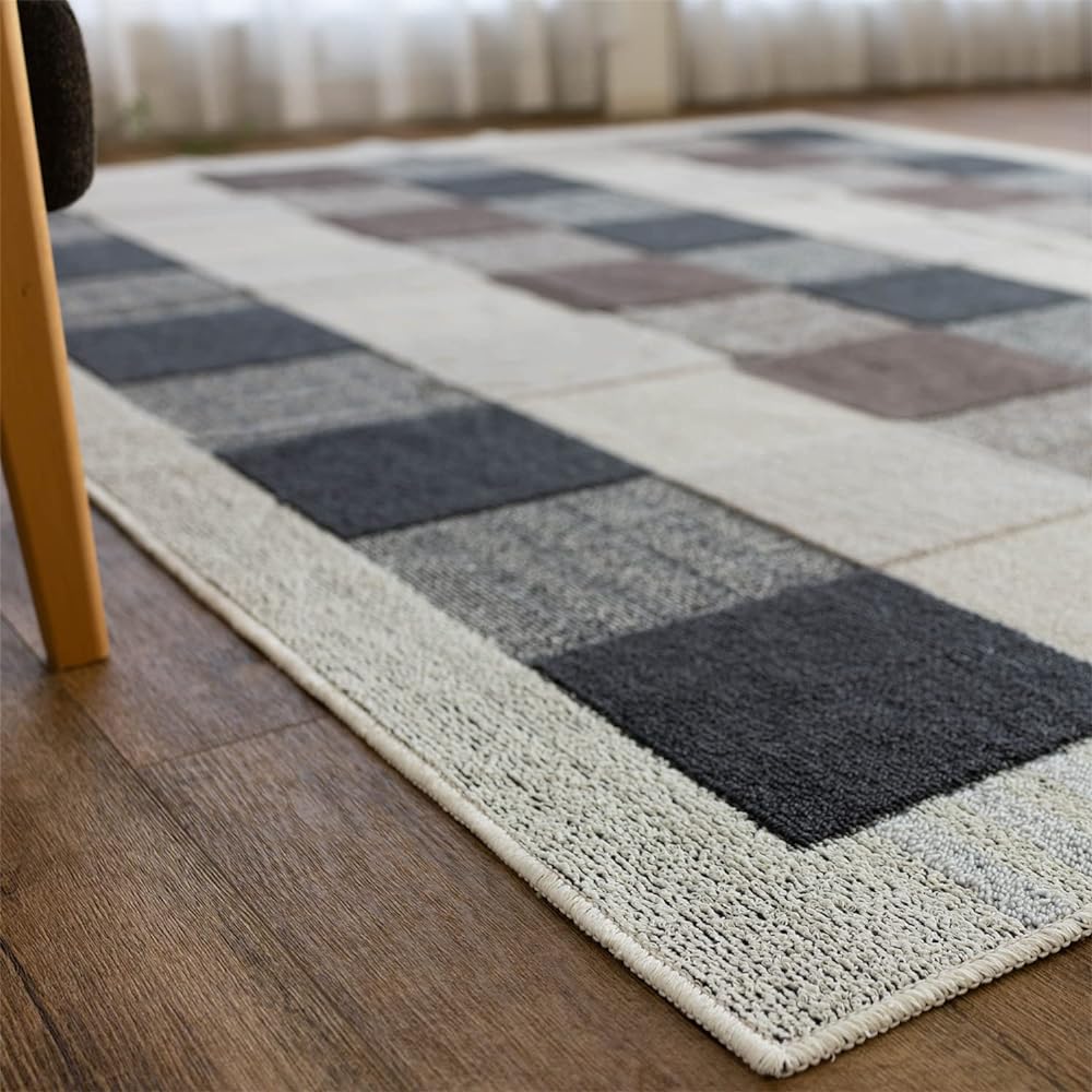 Sayan Sayan Washable Antibacterial Odor Resistant Mite Resistant Rug Modern Block 185x185 2 tatami mats Black Made in Japan