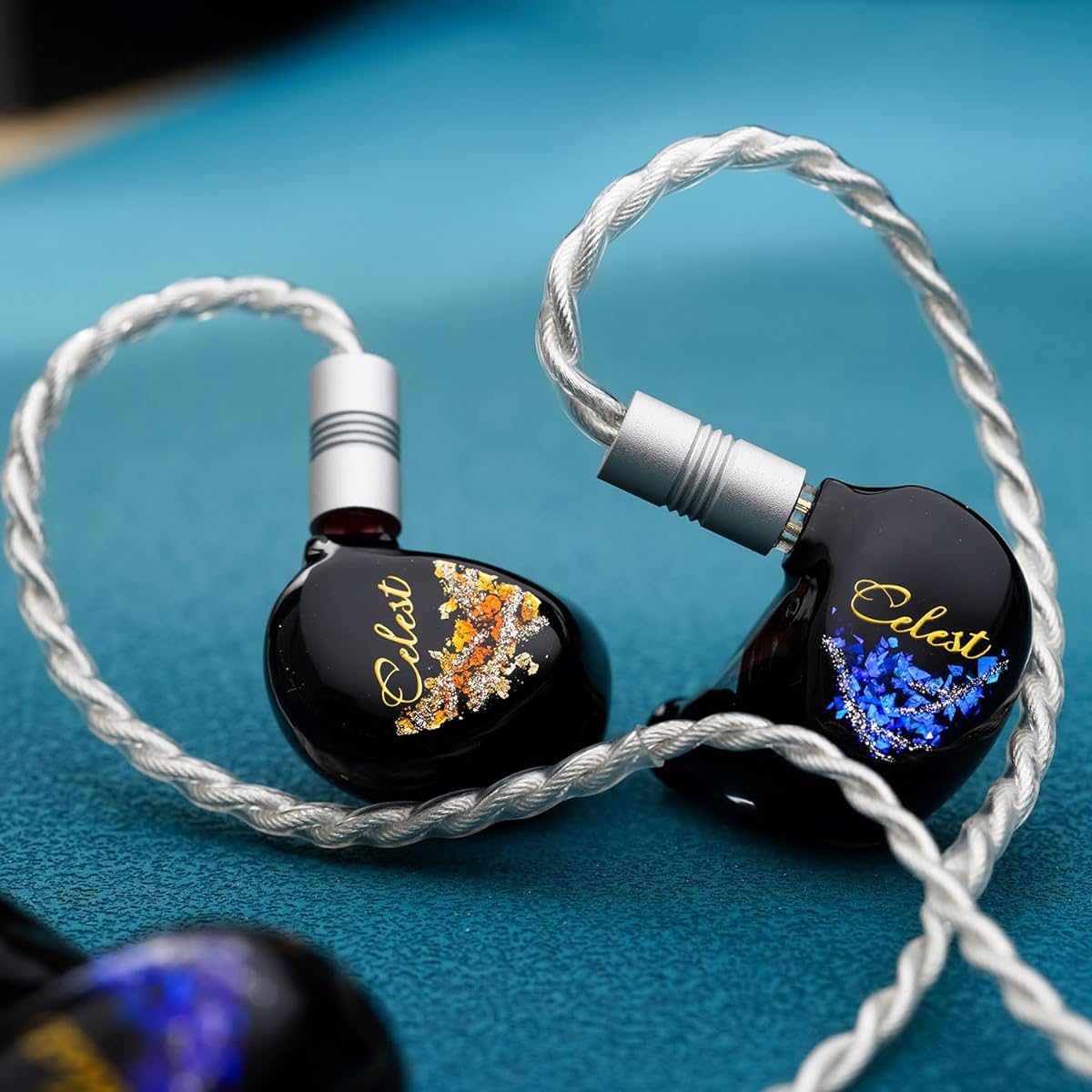 HiFiGo Kinera Celest Plutus Beast 1 BC+1 BA+1 SPD In-Ear Monitor, Bone Conduction Driver IEM In-Ear Earphones with Hand-Painted Faceplate and Rich Smooth Tuning (Blue and Gold, 4.4mm)
