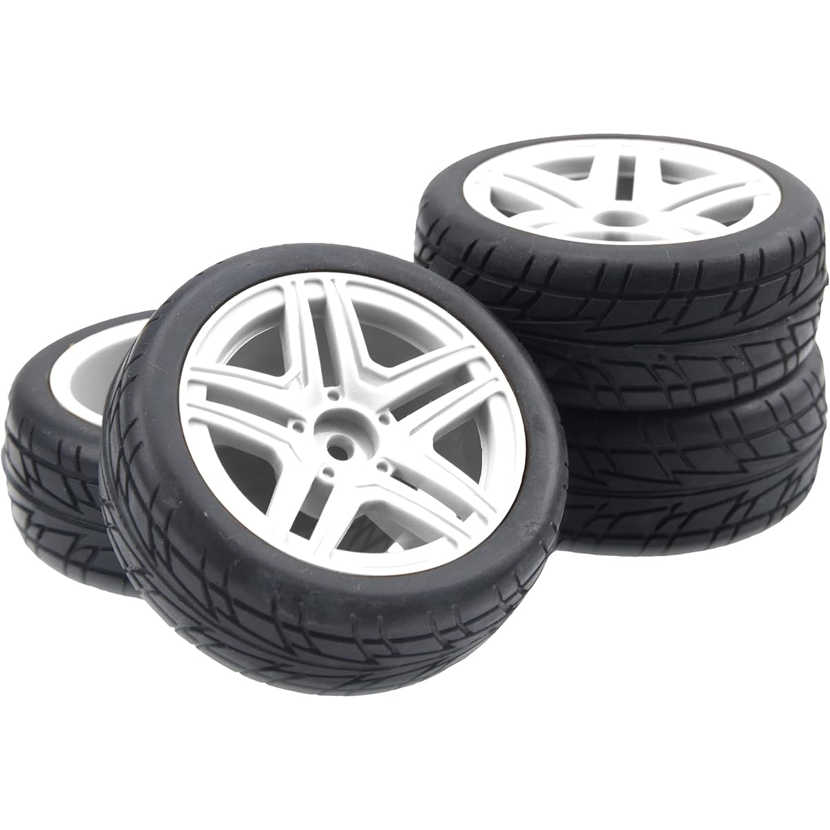 HIRCQOO OD2.75" 12mm Hex Hub Wheel Rim Nylon & Rubber Tire HSP Tamiya HPI Kyosho Traxxas WLtoys 1/10 1/12 On-Road Touring Car, Wltoys 144001 Traxxas 1/16 Slash RC Buggy (White)