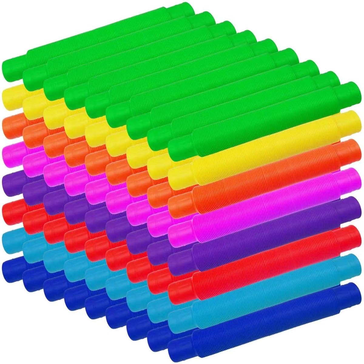 Pop Tubes Party Favors for Kids, Pop Tubes Fidget Toys, Easter Basket Goodie Bag Stuffers, Pop Tubes in Bulk for School/Classroom/Rewards/Birthday/Christmas/Valentine Gifts, 72pcs