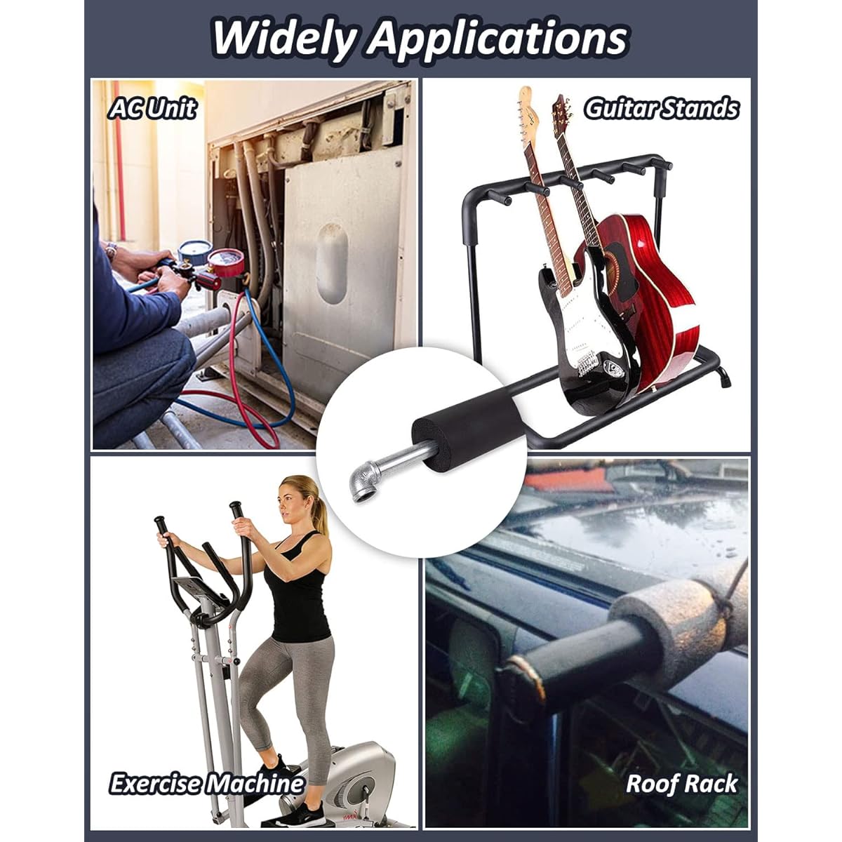 Pipe Insulation Foam Tube - 5/8" Foam Tube for AC Unit Guitar Stand Exercise Machine Handle Roof Rack (5/8" ID x 3/8" H TH-6')