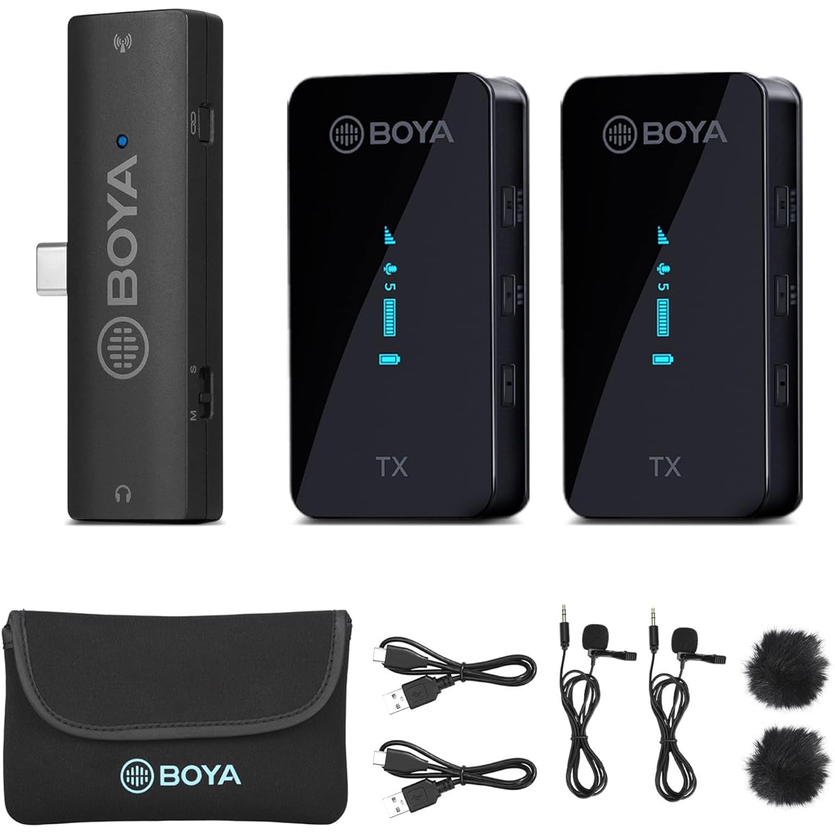 Can be used with iPhone 15 Wireless pin microphone Wireless microphone BOYA Compatible with smartphones and tablets Compatible with iPhone 15/iPhone 15 Pro (USB-C receiver*1, transmitter*2)