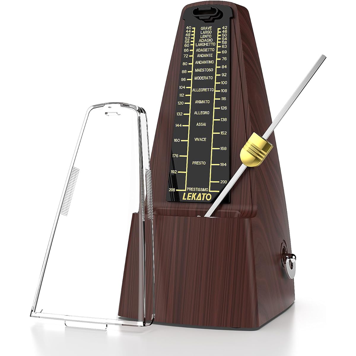 LEKATO Mechanical Metronome - Accurate Track Beat & Tempo for Piano/Guitar/Ukulele/Violin, Loud Volume, Wood Grain Finish, For Musicians