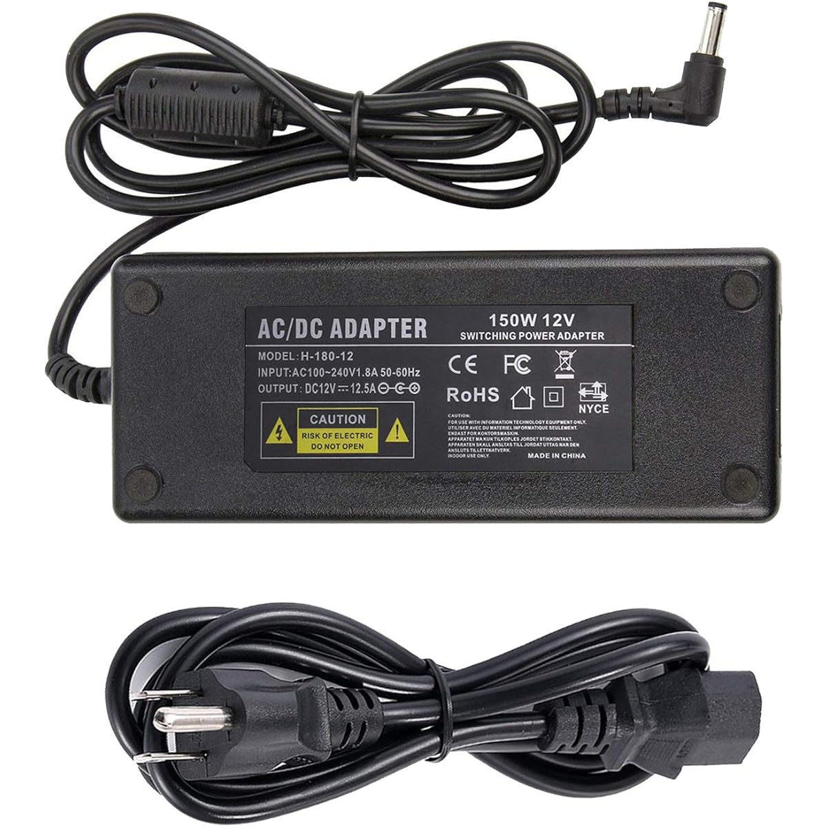 COOLM 12V 12.5A Power Supply - COOLM 12 Volt 12.5Amp 150W Adapter Charger Connector 5.5x2.5mm DC Plug Replacement for 12V 10A 120W PICO Box DC-ATX PSU HTPC Mini PC/LED Strip