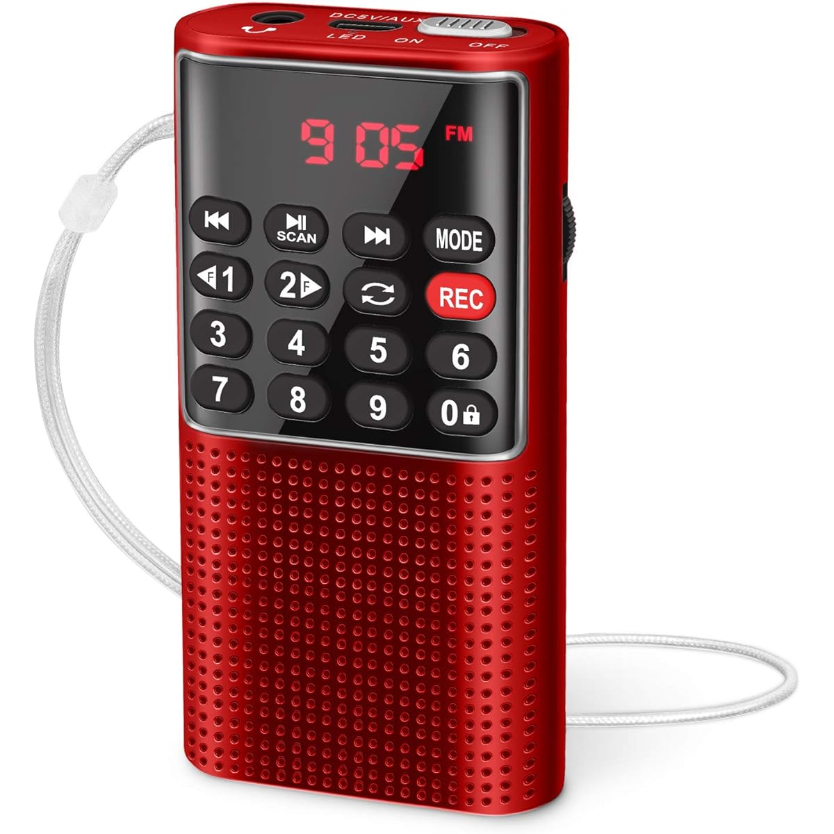 J-328 Mini Pocket FM Radio MP3 Walkman Radio with Recorder, Lock Key, SD Card Player, Battery Operated(NO AM) Red