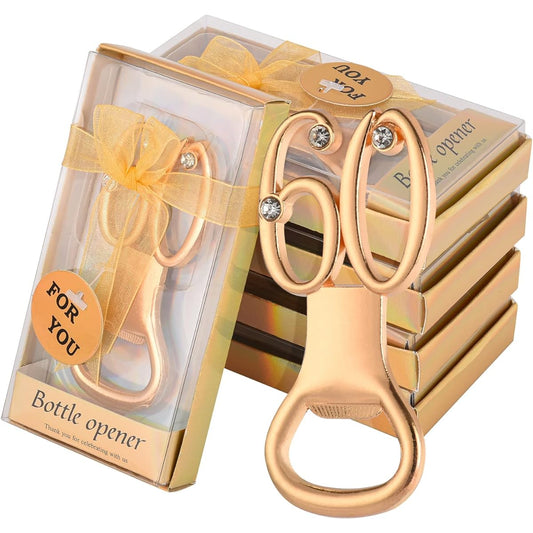 24pcs Gold 60th Bottle Opener 60th Birthday 60th Gold Wedding Reception Gifts 60th Birthday Party Favors and Decorations for Guests (24, 60)
