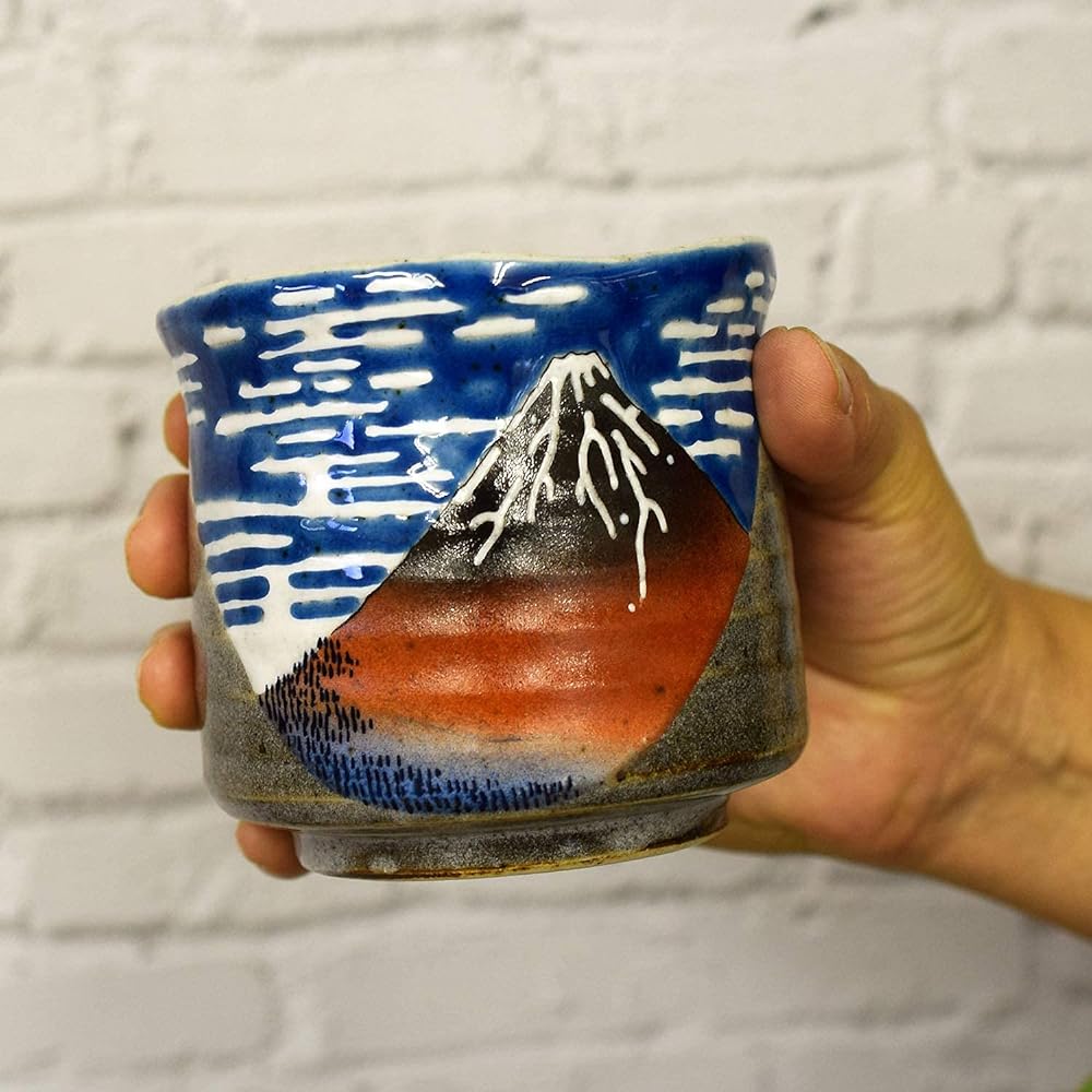 Kutani ware hot water cup Hokusai Kaifu clear sky AK4-0652