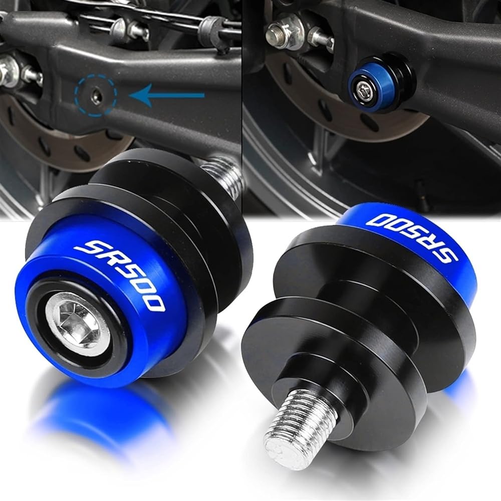 DOOREX Motorcycle CNC Stand Screw Swingarm Slider Spool 6mm Accessories Yamaha SR500 SR 500 1978-1991 Swingarm Slider Spool (Size : 6MM Black)