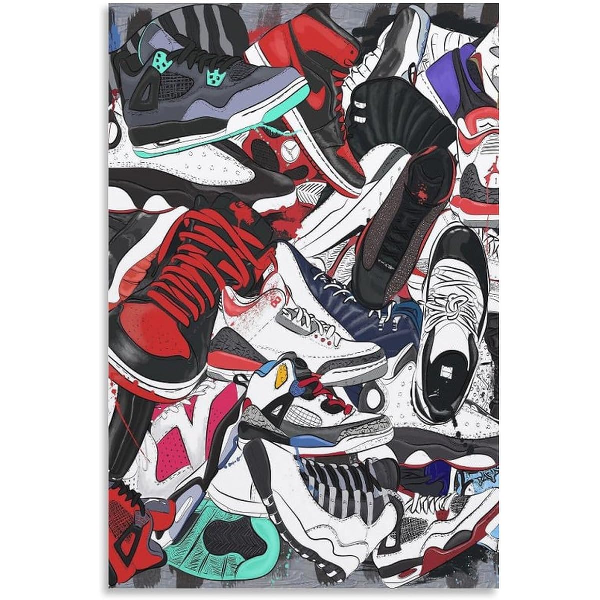 Sneakers Posters & Prints Sport Cool Sneakers Shoe Store Decorative Poster Wall Art Painting Canvas Wall Decor Home Decoration Living Room Decor Aesthetic 16x24inch(40x60cm) Unframed Style
