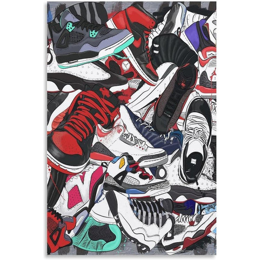 Sneakers Posters & Prints Sport Cool Sneakers Shoe Store Decorative Poster Wall Art Painting Canvas Wall Decor Home Decoration Living Room Decor Aesthetic 16x24inch(40x60cm) Unframed Style