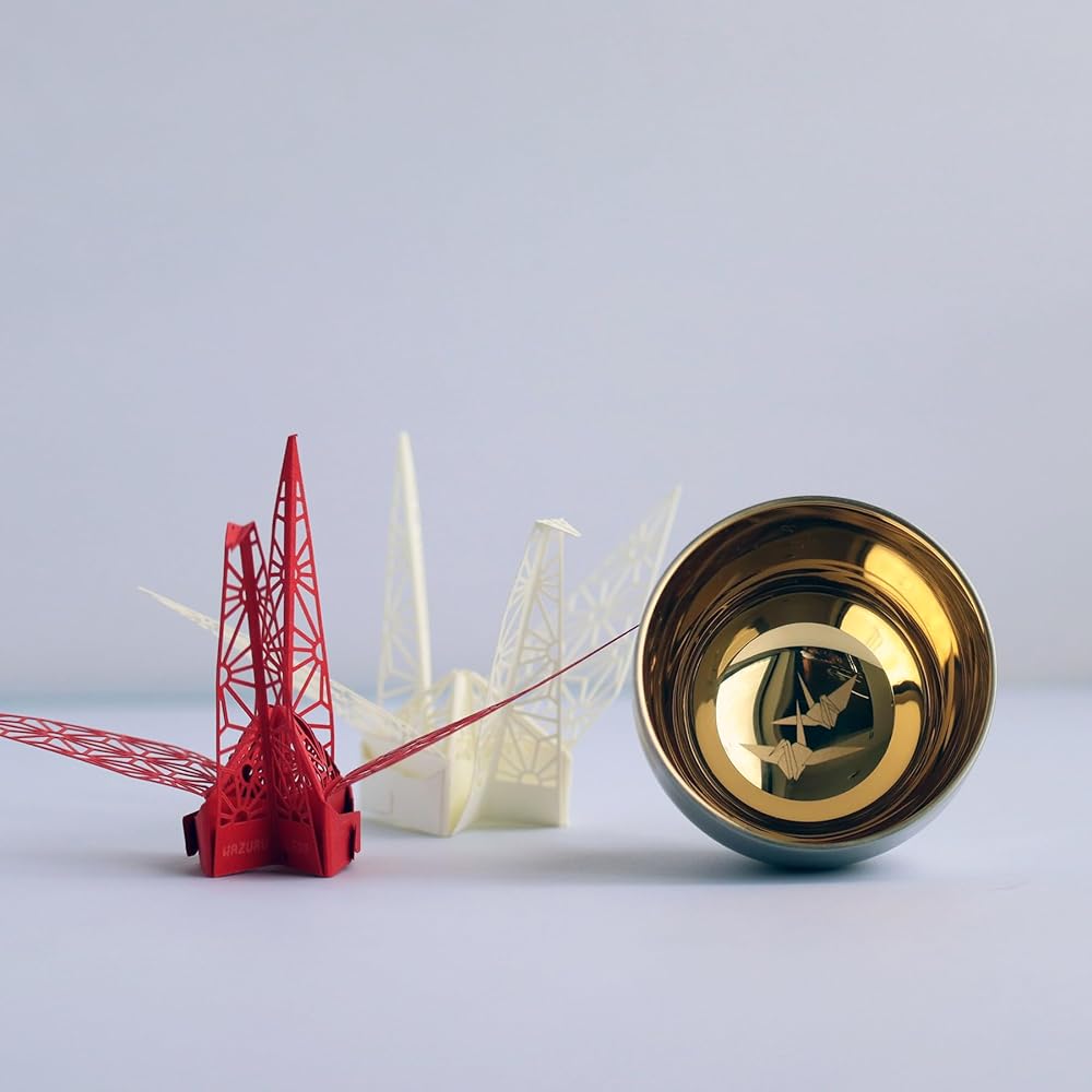Nagao Tsubame Sanjo Guinomi Pair Set, Origami Gold, Diameter 6 x Height 5cm, 18-8 Stainless Steel Double Structure, Made in Japan