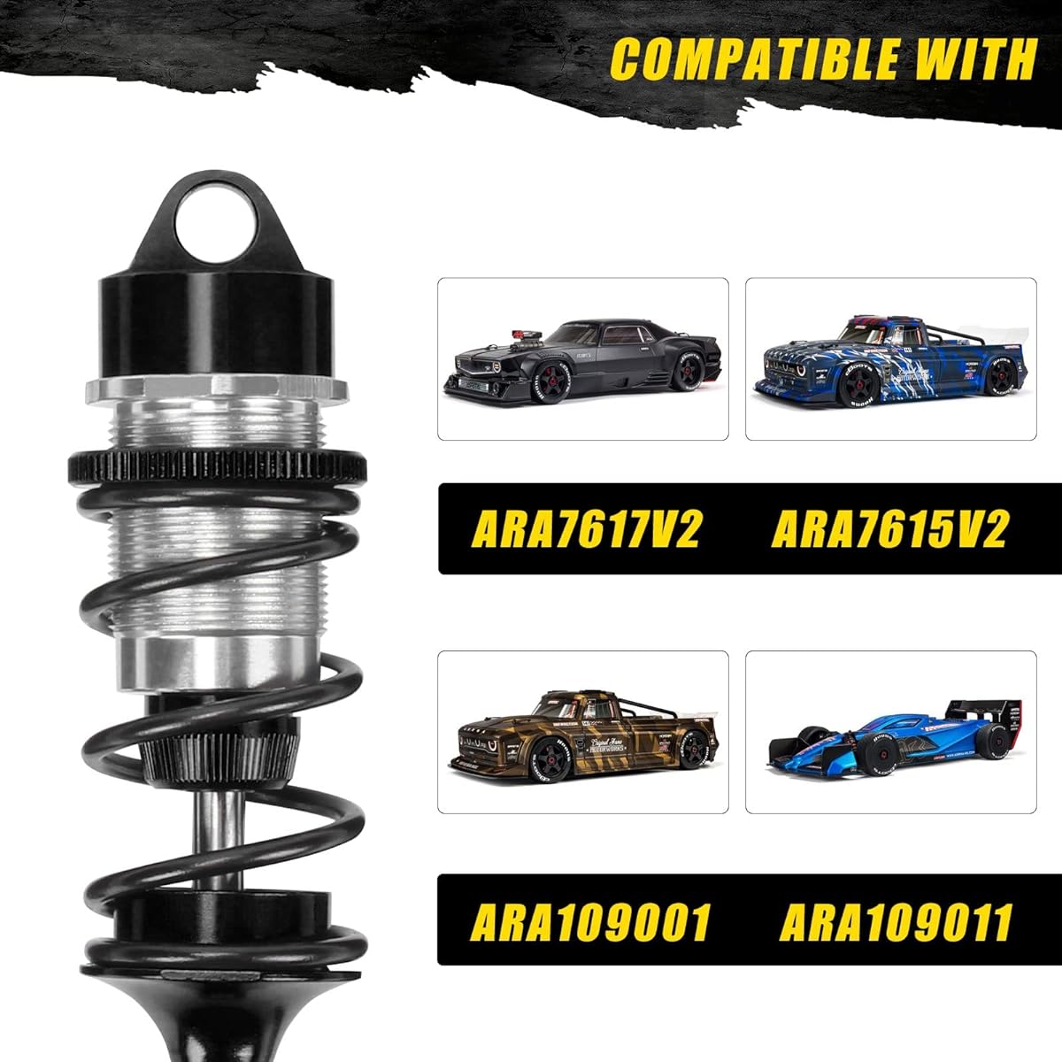 RCAWD Shock Absorber ARRMA 6S BLX Felony 1/7 Infraction 6S BLX Infinite Roller Speed Bash Upgrade Front Rear RC Shock Damper 77mm 87mm Adjustable Hop Up Parts #ARA330627 #ARA330628 Black