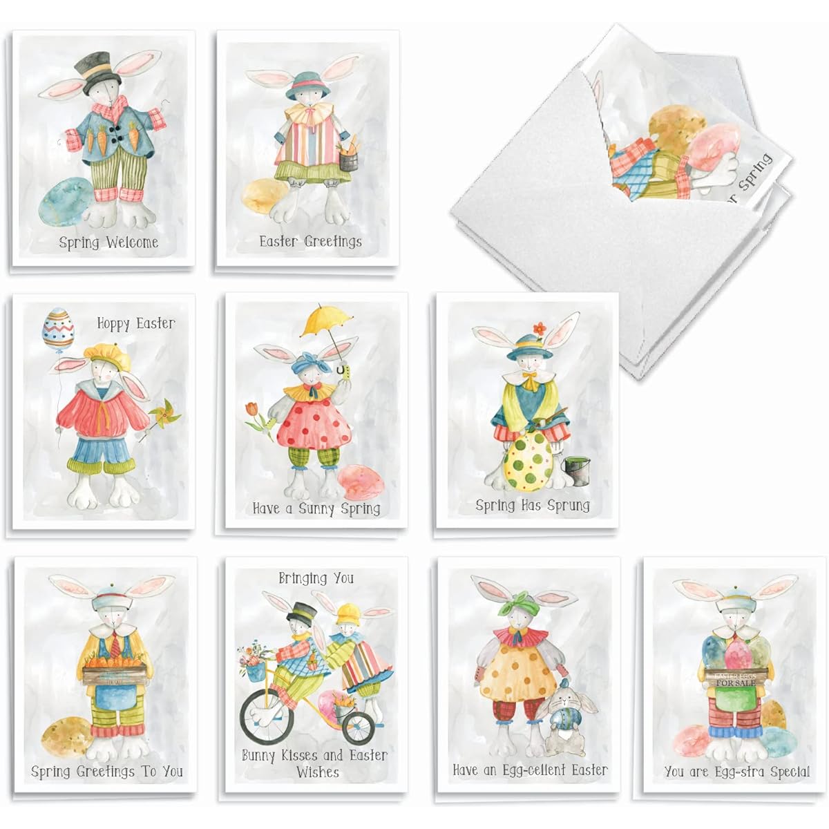 The Best Card Company Floppy Years - 20 Boxed Easter Note Cards with Envelopes (4 x 5.12 inches) - AM9165EAG-B2x10