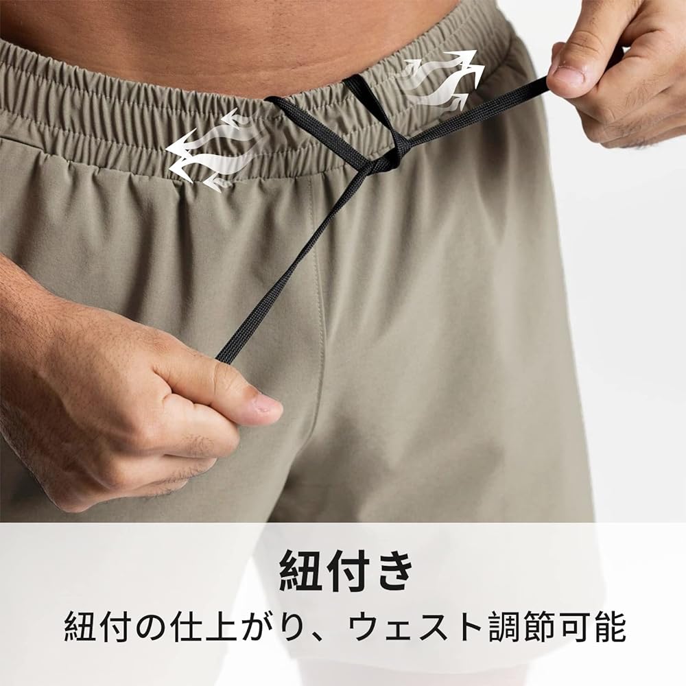 [Manatsulife] Shorts, Half Pants, Men's, Gym, Muscle Training, Sweat Absorbent, Quick Drying, Lightweight, 3/4 Length, Woven Fabric, Beach Pants, Sportswear, Bottoms, Summer DK09