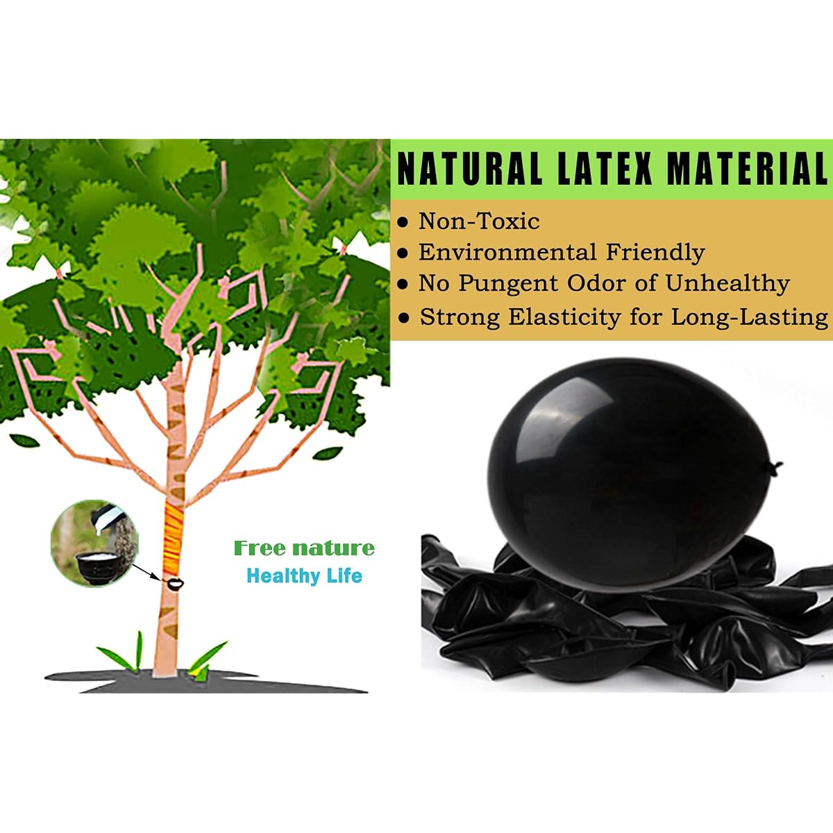 Party Ulyja Black Balloons 50 Pack Bulk 12 Inch Natural Latex Balloons with Pearls Helium Quality for Kids Parties, Anniversary, Thanksgiving, Halloween Theme, DIY Arch Decoration Supplies