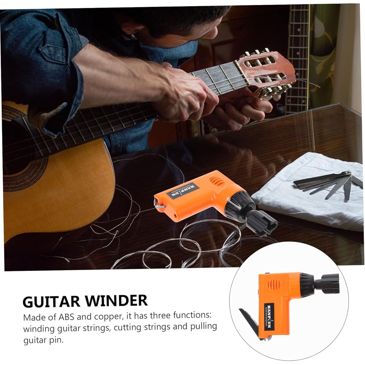 VICASKY 5pcs Electric String Changer Power Tool Guitar Winder and Cutter for Electric Guitar Classical Guitar Guitar Tuning Tool Guitar DIY Tool Multi-function