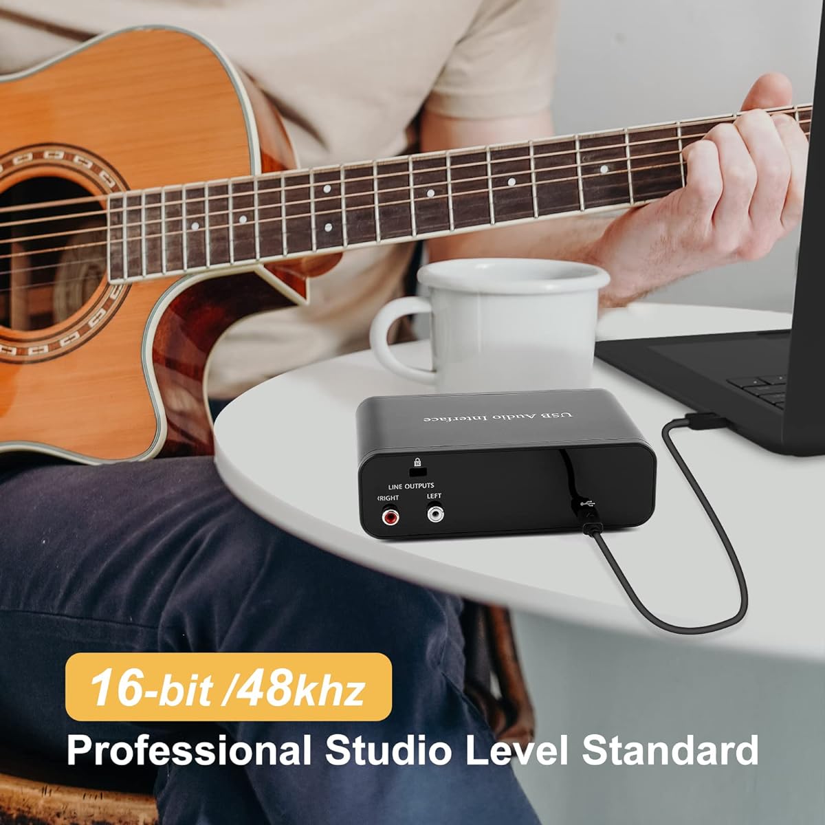 USB Audio Interface for Music Recording XLR Interface 48V Phantom Power with Headphone Amplifier TRS Balanced AudioBox Mic Preamp 48V 2 Channels for PC/Win/Mac Streaming Podcasting