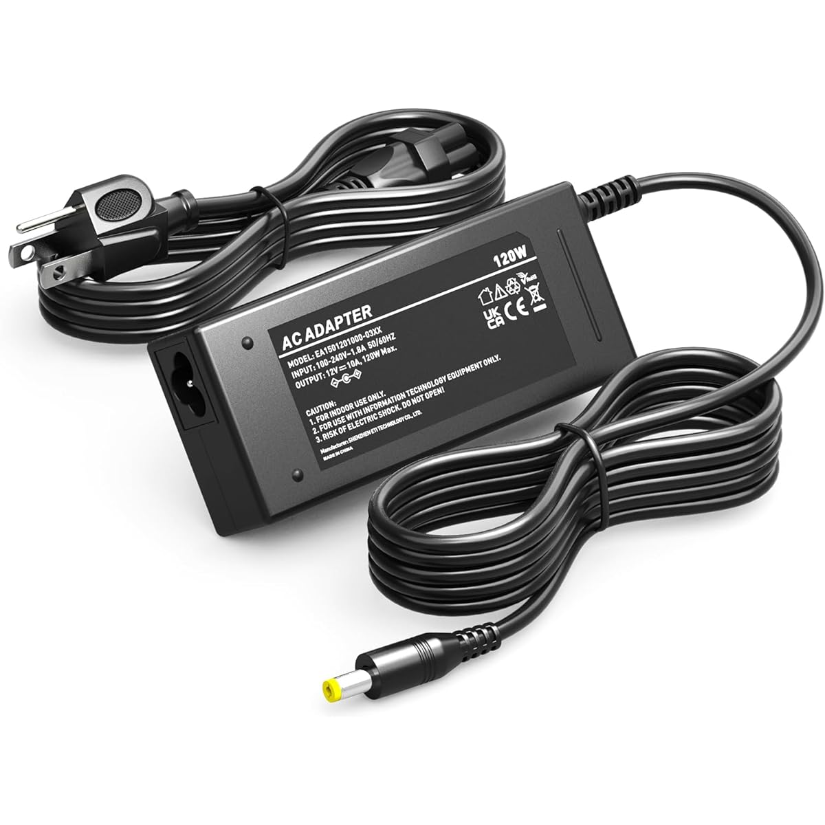 Basicvolt AC 100-240V to DC 12V 10A 8A 5A 3A 2A 1A Power Adapter 12 Volt 10Amp Barrel Connector Adapter with 5.5mm 2.1mm Output Jack for LED Strip Light Tape 3D Printer