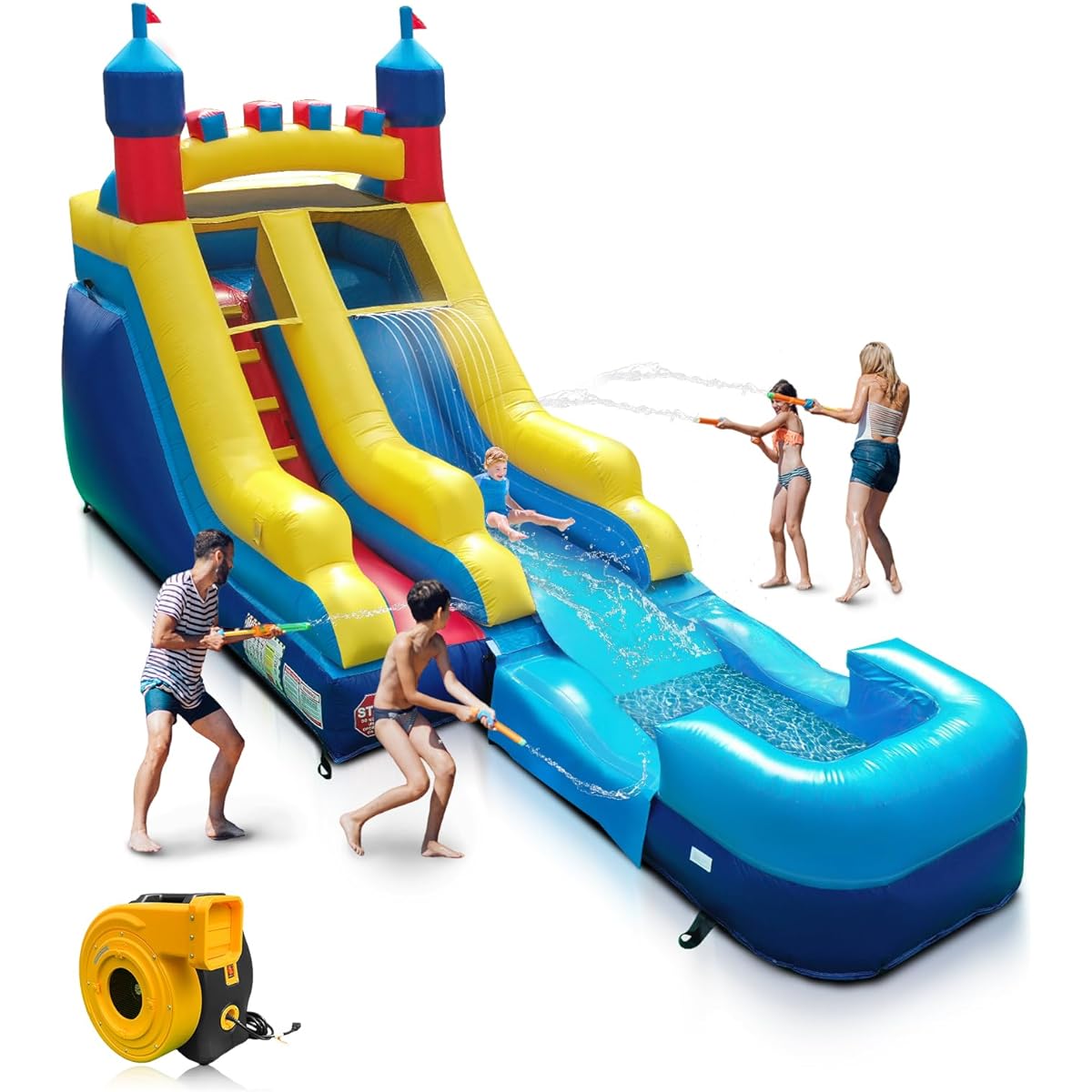JOYMOR Commercial Grade Inflatable Water Slide with Splash Pool for Kids and Adults 100% PVC Vinyl Inflatable Water Park Outdoor Fun Backyard with Blower (23 x 9 x 14 feet)