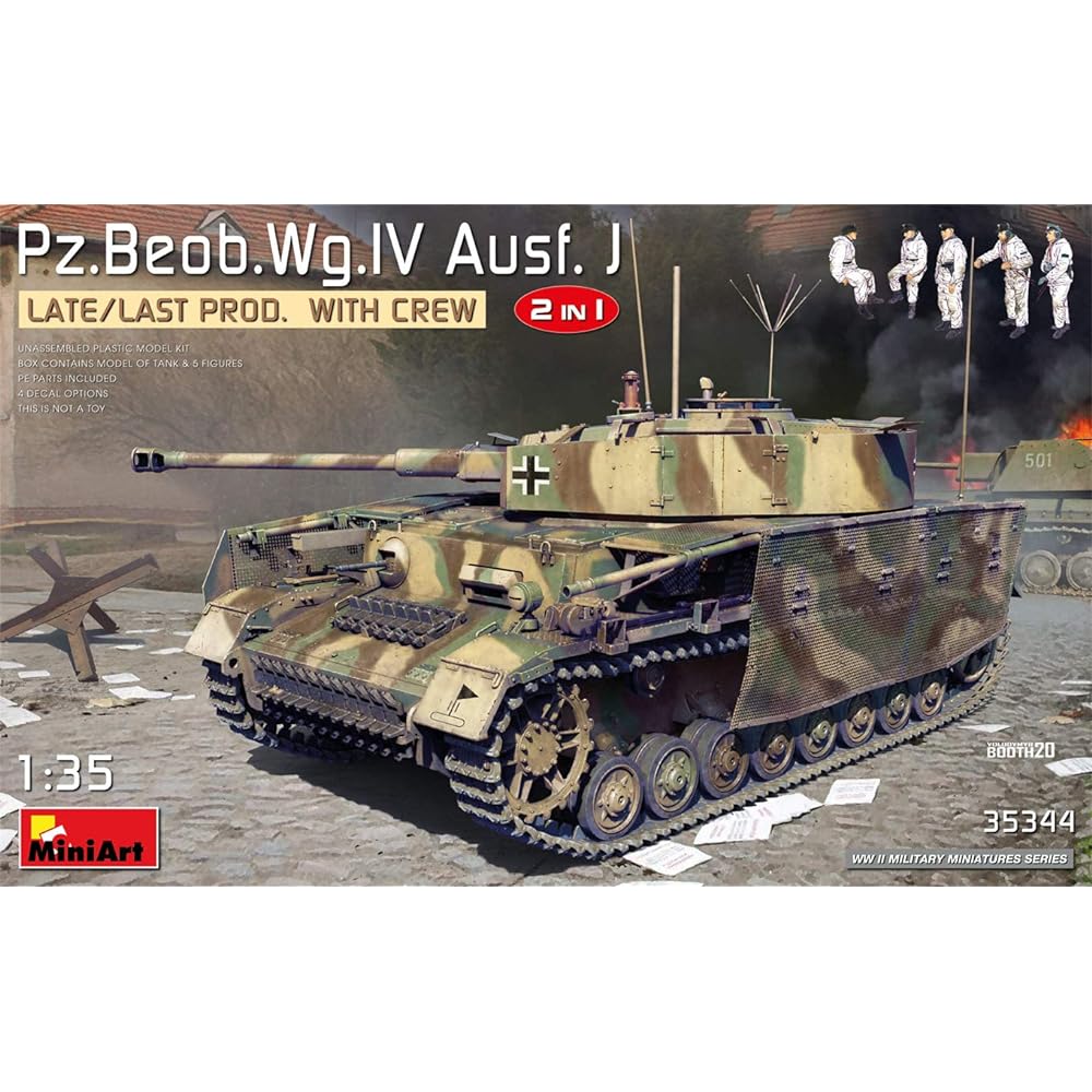 Miniart 1/35 German Army Panzer 4 J Type Pz.Beob.wg. Artillery Observation Vehicle Late/Final Production Type Selection Type with 5 Crew Members Plastic Model MA35344