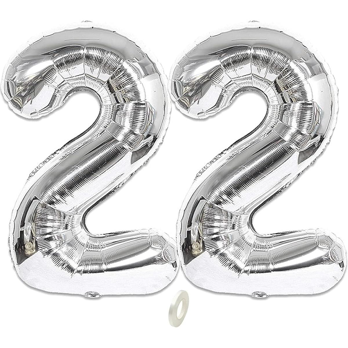 Aabellay Silver Number Balloons, Large Foil Mylar Balloons, 40 Inch Giant Jumbo Number Balloons for Birthday Party Decorations - Silver 22