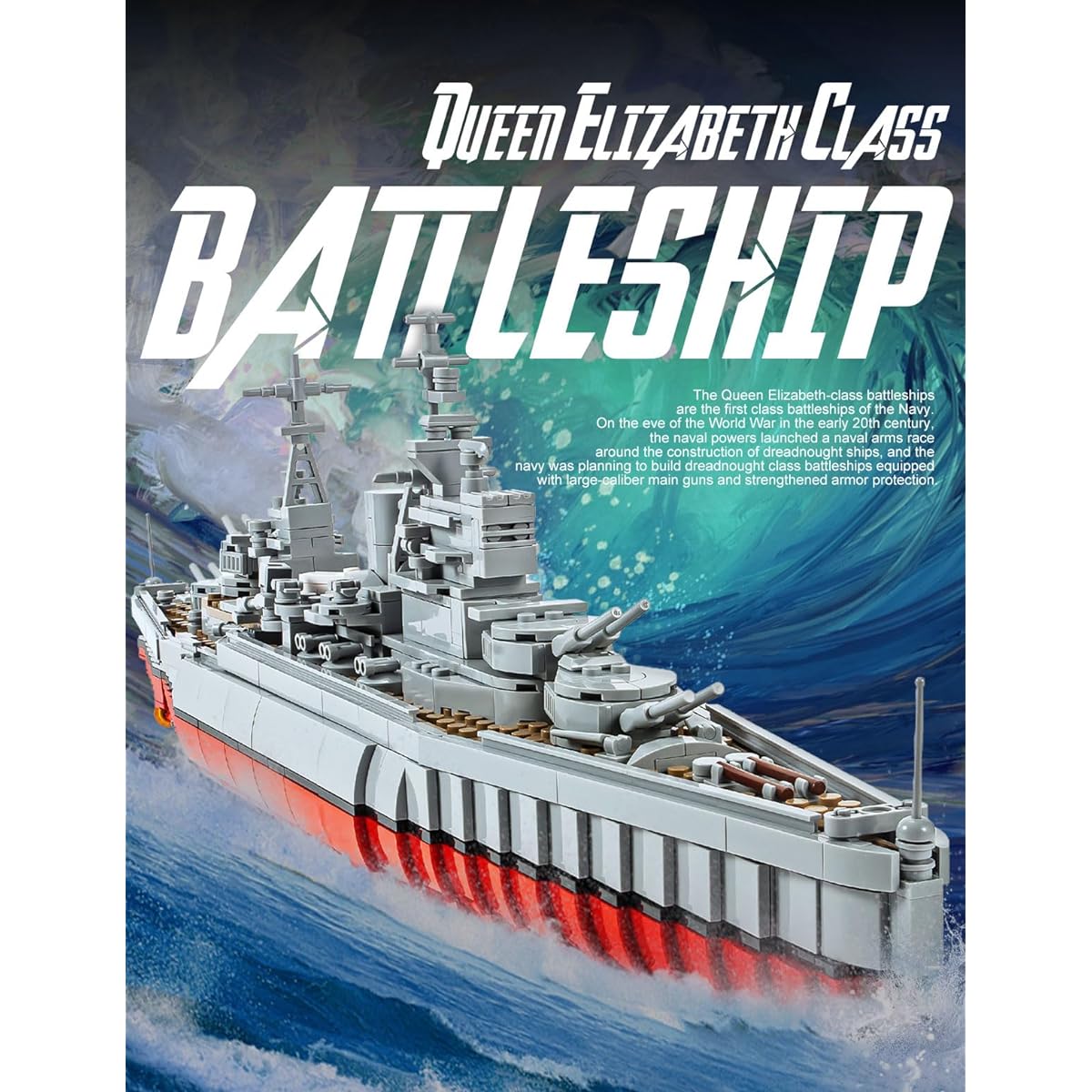 SEMKY Military Series Queen Elizabeth Class Battleship MOC Building Blocks and Engineering Toys (1564 Pieces) WWII Warship for Kids and Military Fans
