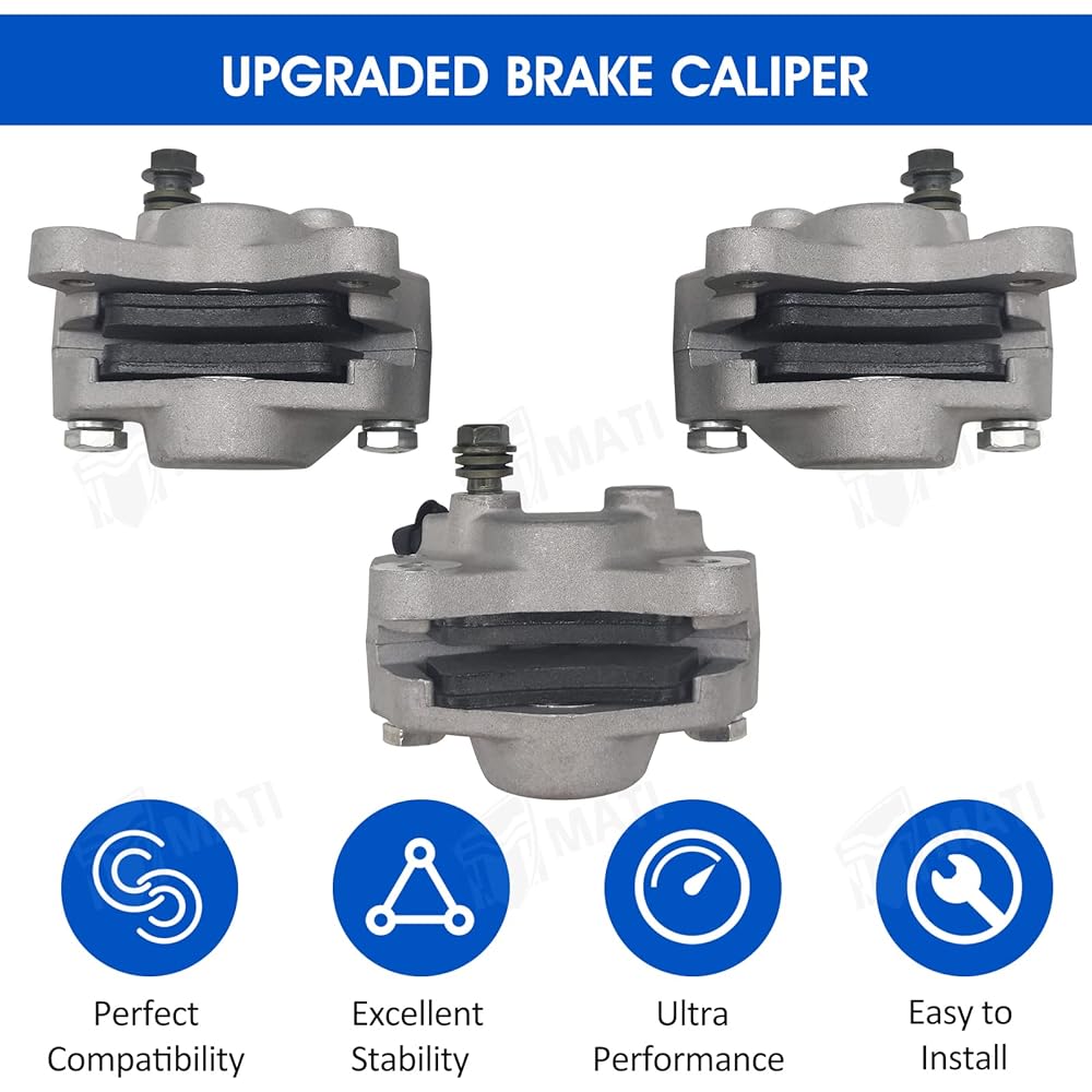 M MATI Front Left & Rear Brake Caliper with Pads 0402-011 0402-010 0402-011 for Arctic Cat ATV Arctic ATV 250 300 375 400 454 500