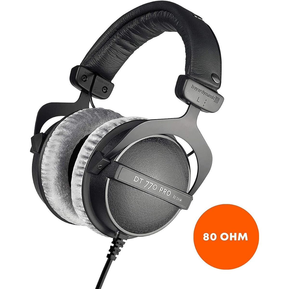 beyerdynamic DT 770 Pro 80 Ohm Closed-Back Studio Mixing Headphones Bundle - Includes Soft Case, Headphone Splitter, Extension Cable, and 6AVE Cleaning Cloth