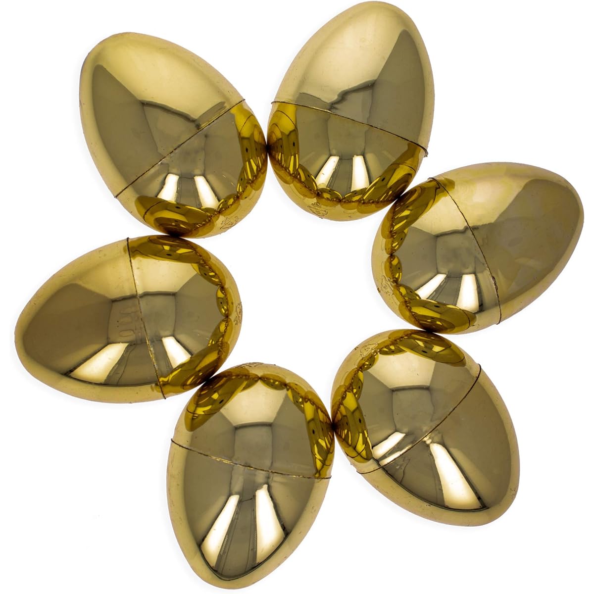 Set of 6 Super Shiny Golden Large Plastic Easter Eggs 4"