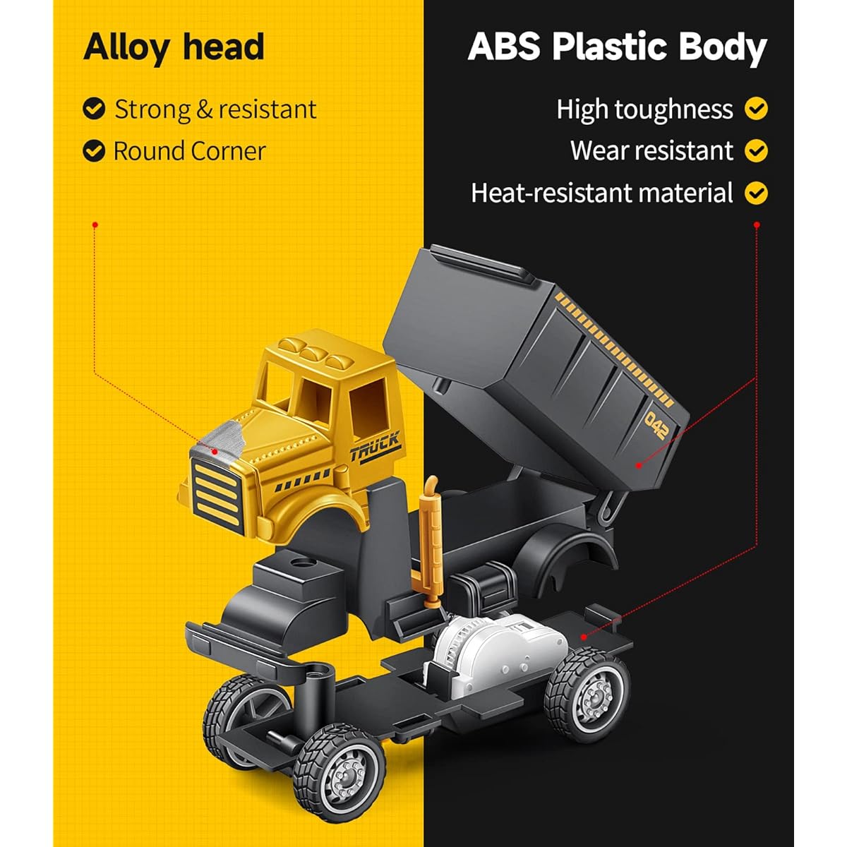 Geyiie Alloy Mini Construction Vehicles Die Cast Mini Construction Truck Toy Heavy Duty Bulldozer Excavator Cement Dump Forklift Toys Outdoor Gifts for Kids Toddlers