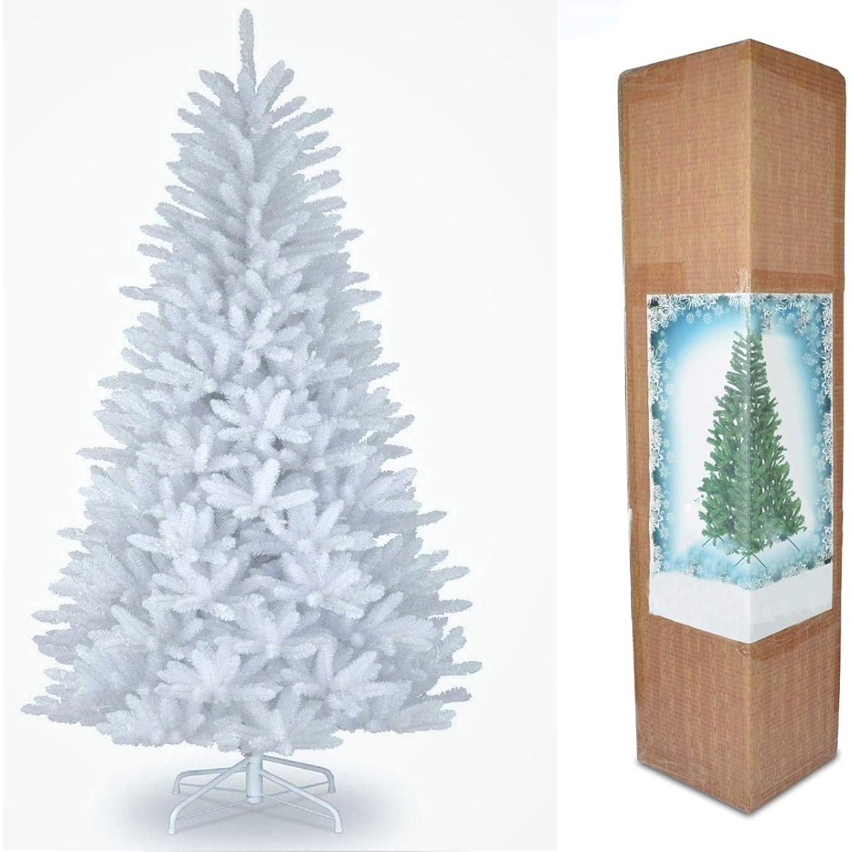 Shatchi Alaskan Pine Black/Green/White Christmas Bushy Look Artificial Tree with Metal Stand for Christmas Home Decor 12ft/360cm