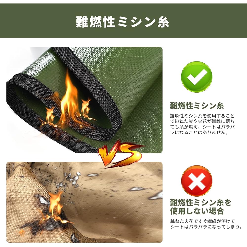 ELUTENG Bonfire Sheet, Round Glass Fiber, Large, 98cm, Fire Retardant Sheet, Silicone Processed, Non-Stinging, Large Sputter Sheet, Round, Rimmed, Washable, Green, Bonfire Sheet, Lawn Protection, Heat Resistant, Welding, Fire Resistant, Flame Retardant,