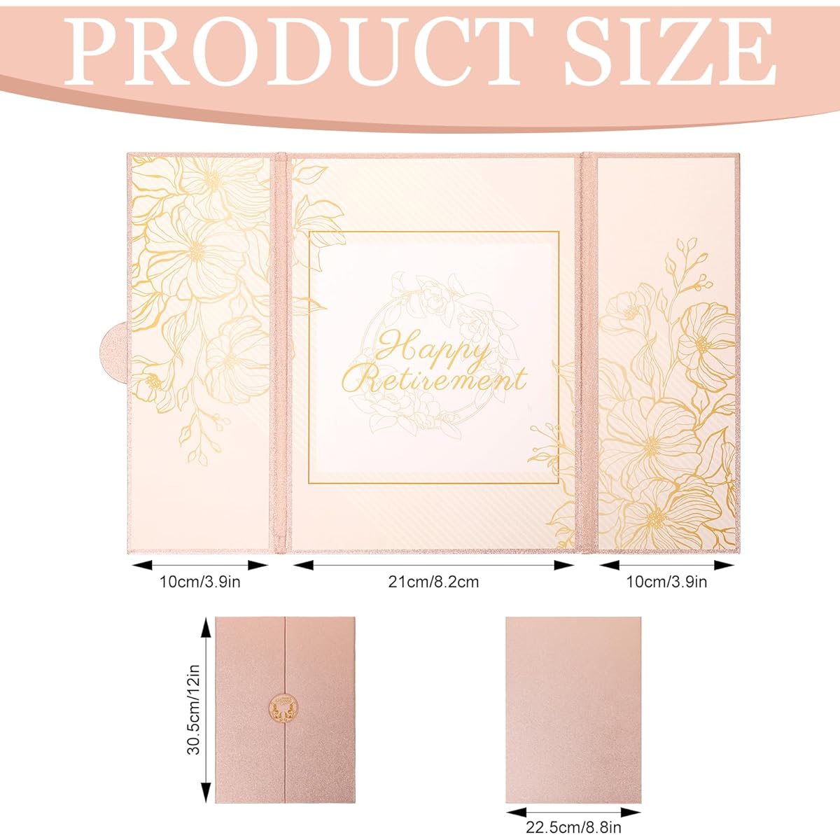 Hugestar Retirement Guest Book Decorations Rose Gold and Gold Happy Retiremen Guest Book Alternative Large Retiremen Party Signing Card Board Greet Retiremen Gift Greetings for Female Colleagues