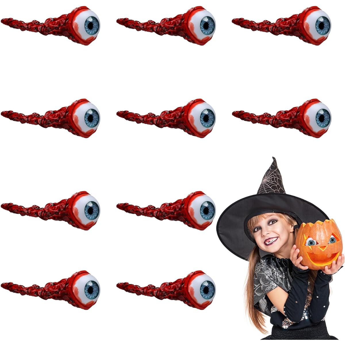 Libima 10pcs Halloween Eyeballs Horror Movie Quality Prank Goods Fake Eyeballs Realistic Eyeball Props Bloody Simulation Eyes Scary Halloween Props Party Decorations