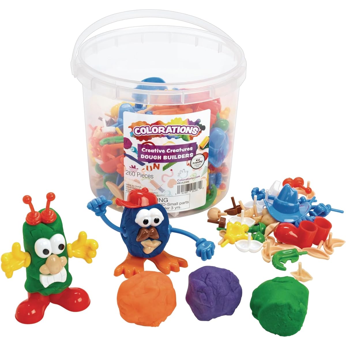COLORations - BUILDME Creative Creature Dough Builder (260 Pieces) - Dough & Molding Clay Accessories for Kids - Screen Free Playtime - Build Animals & Characters