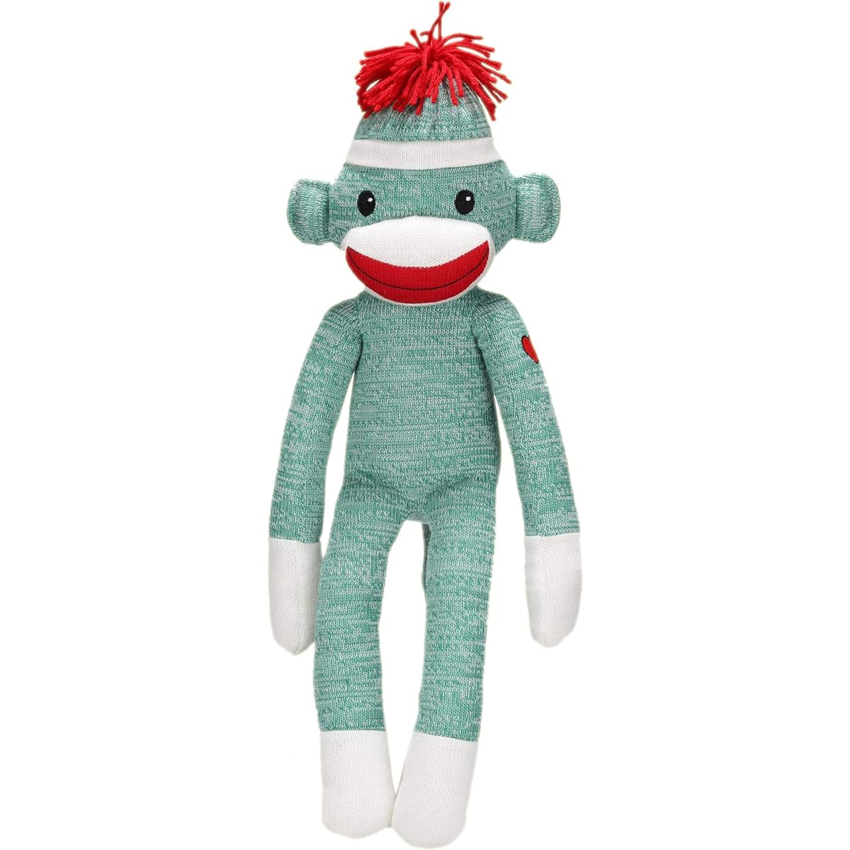 Plushland Adorable Green Socks Monkey Original Traditional Hand Crocheted Stuffed Animal Toy Gift Baby Teen Girl Boy Baby Doll Present Puppet 20"