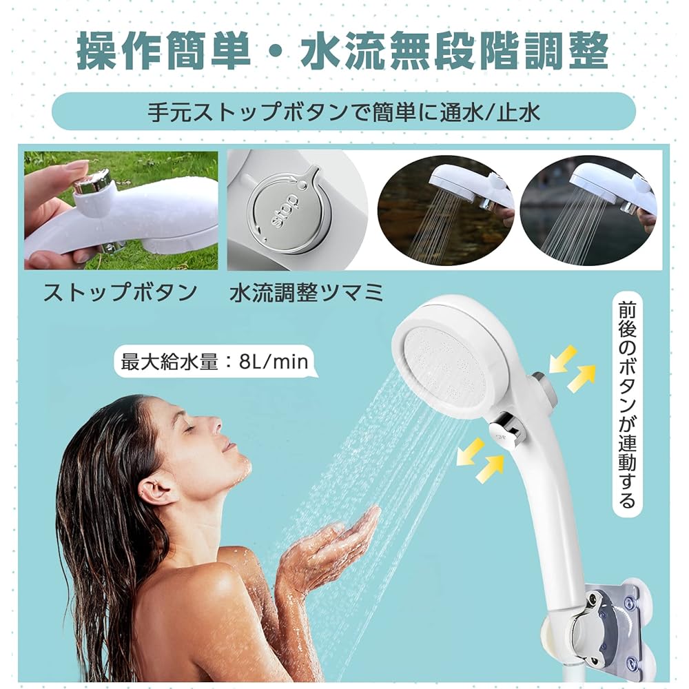 ZenCT Portable Shower Outdoor USB Rechargeable 4800mAh Electric Shower Camping Stepless Water Flow Adjustment Fishing Beach Surfing Travel Watering Car Wash Indoor Outdoor Compact Pet Shower Pet Bath Water Saving Shower Disaster Prevention Plant Irrigati
