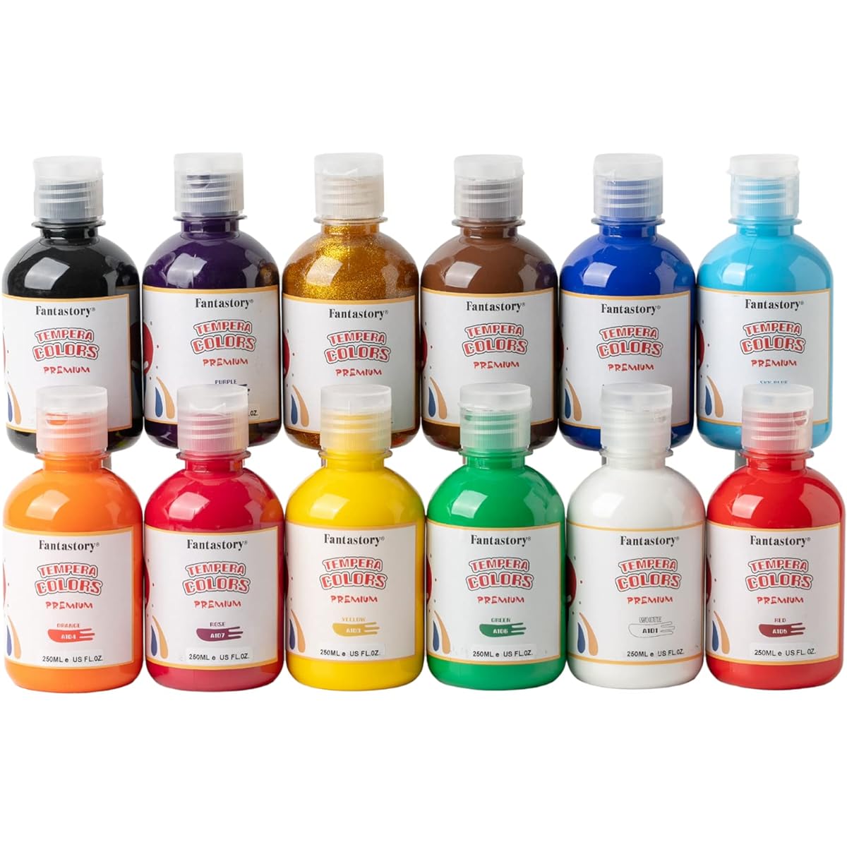 Tempera Paint for Kids Fantastic 24 Colors (2oz Each) Washable Tempera Paints Poster Paint for Kids Sponge Paint Non-Toxic Paint for Kids Finger Paint Hand Paint Bottle Gift