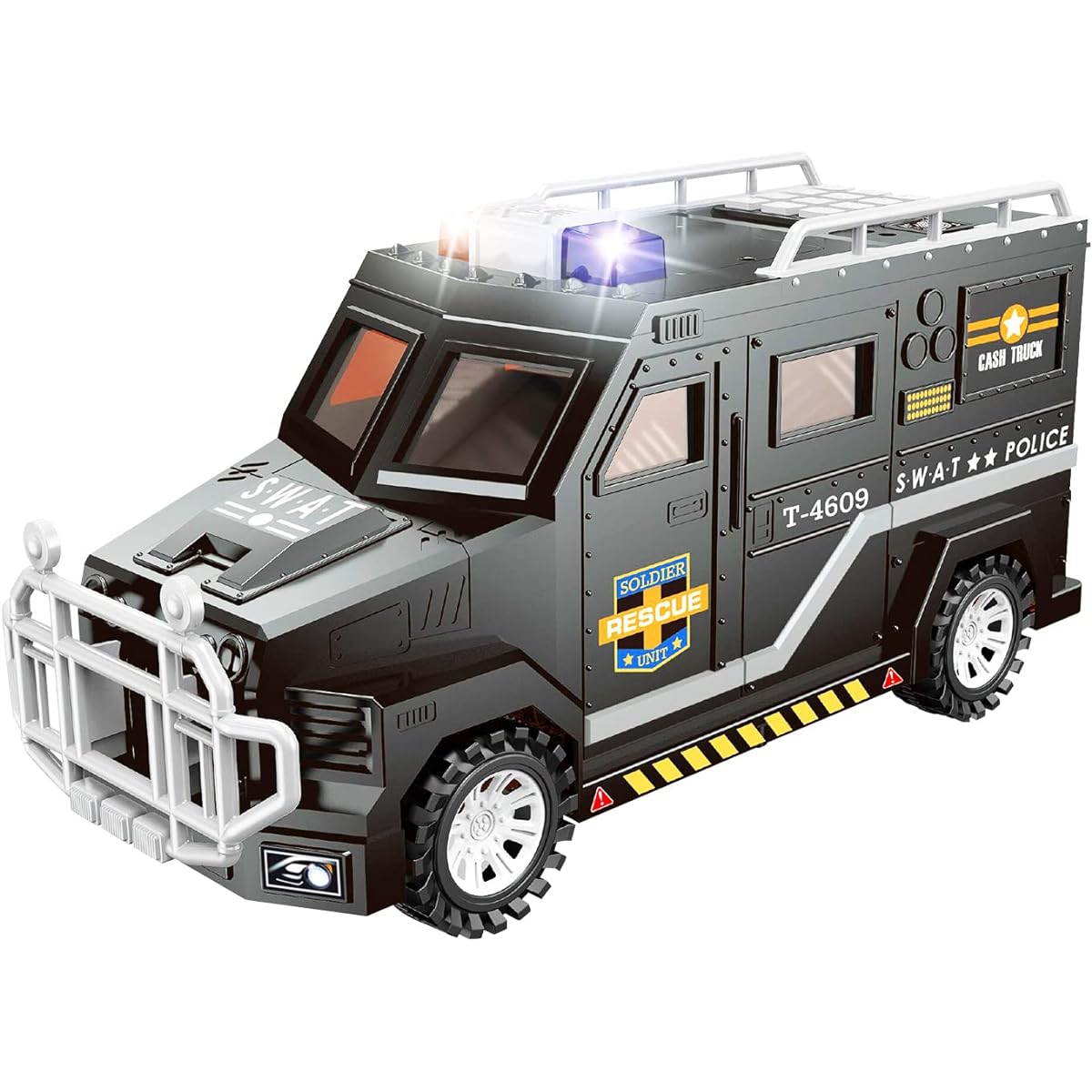 Raywer Boys Piggy Bank - Coin Money Storage - Police Swat Car - Toy Piggy Bank with Password - Black