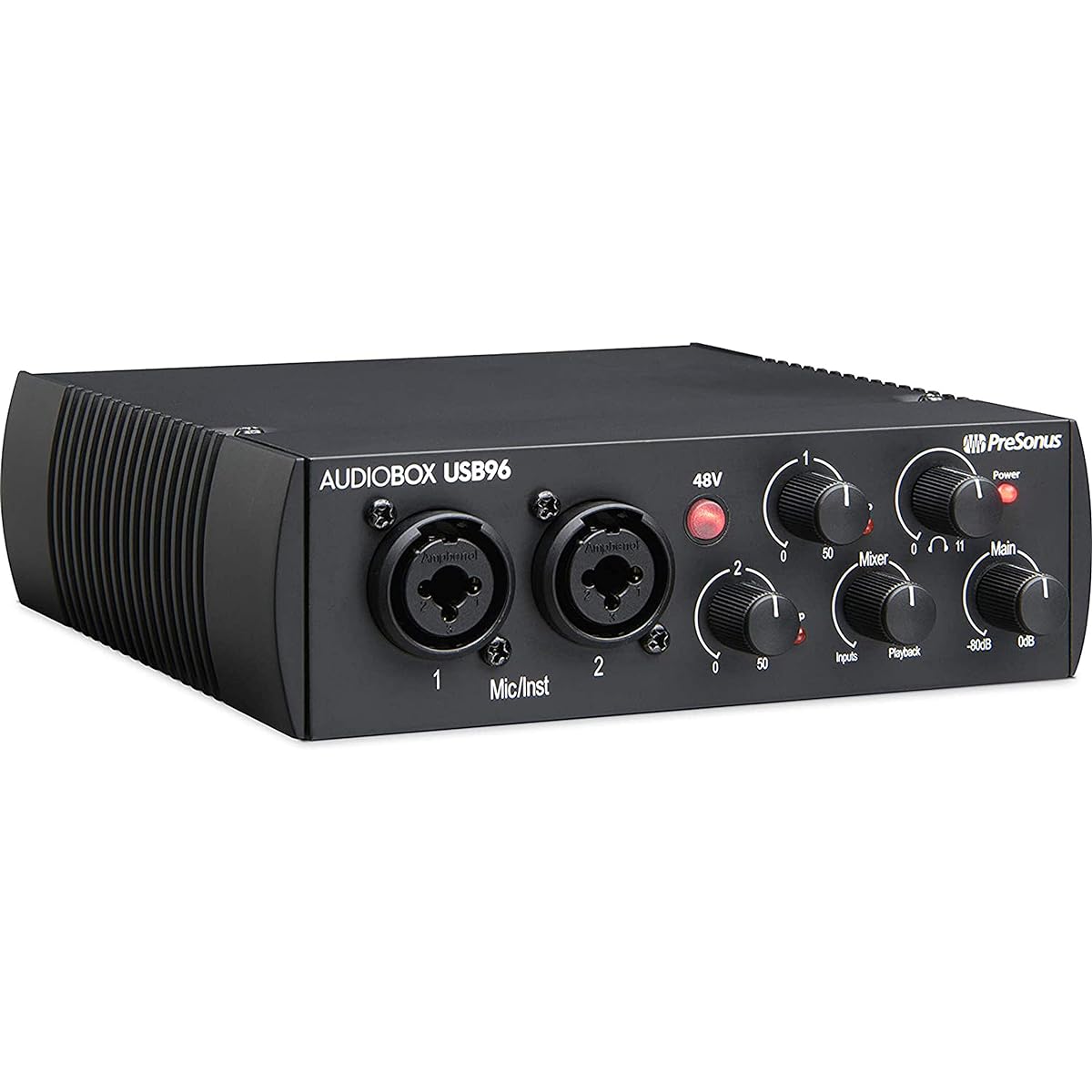 PreSonus AudioBox USB 96 Black USB Audio Interface 2 Channel 24-bit/96kHz USB 2.0 Recording Instrument/Mic Preamp with Gravity Magnetic Phone Holder and EMB XLR and 1/4" Cable Bundle