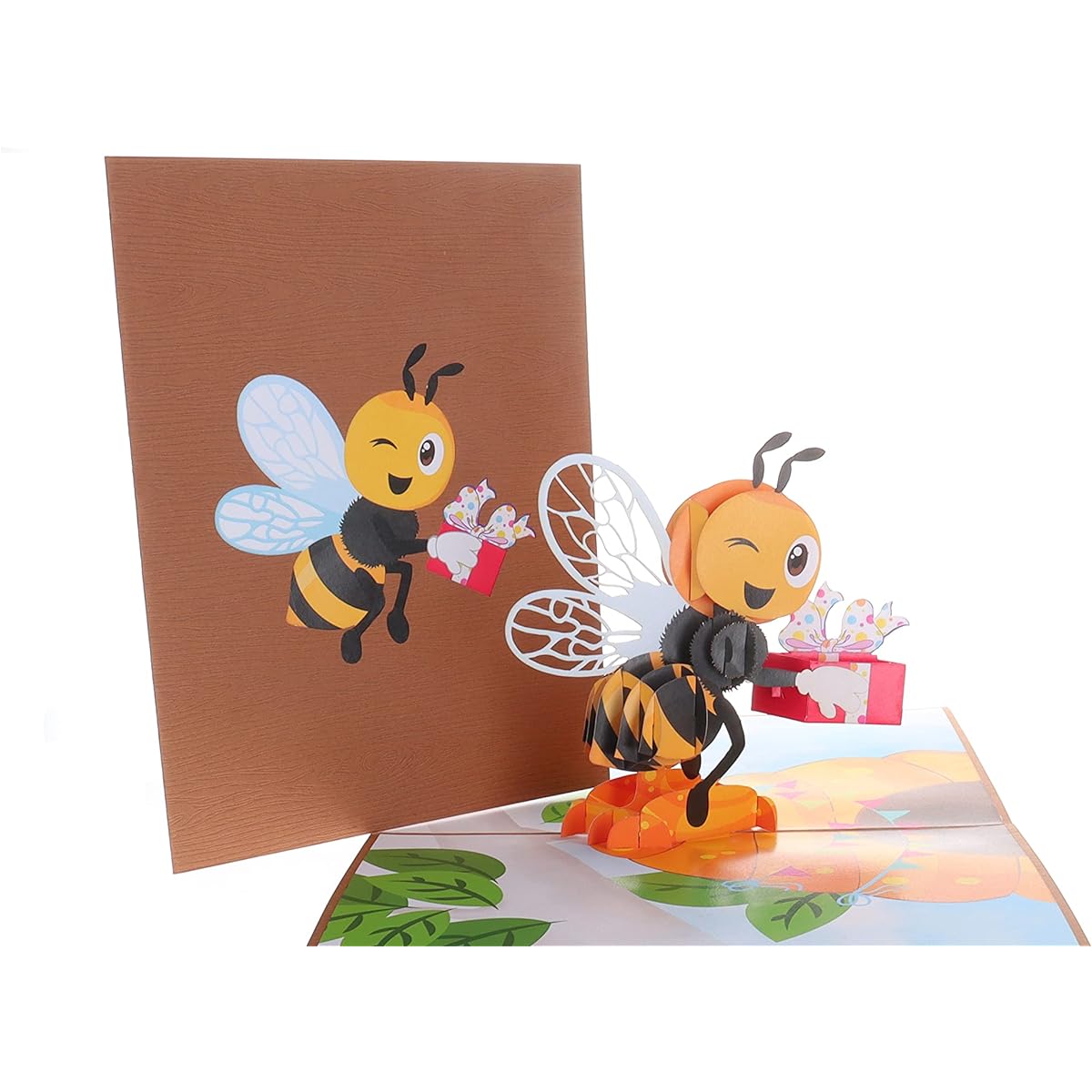 iGifts and Cards Happy Bee Day 3D Pop Up Greeting Card - Bees and Presents, Gifts for Bee Lovers, Thinking of You, Mother's Day Card, Beehive Hive Gift for Wife, Valentine's Day, Fun Birthday Gift