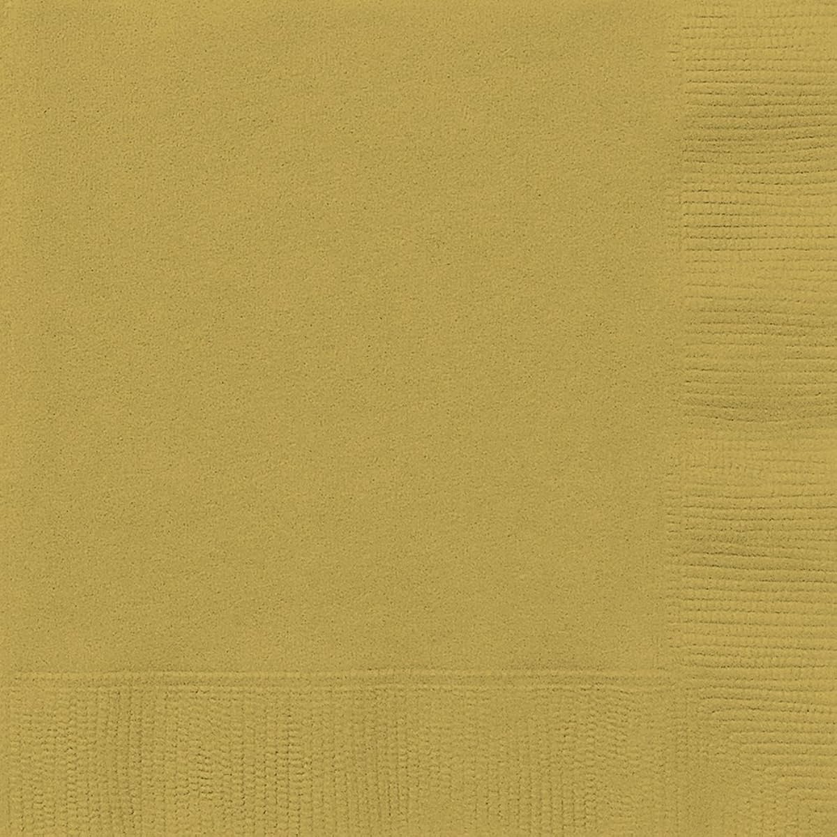 (Gold, Pack of 50) - Unique Party 17cm Gold Paper Napkins, Pack of 50
