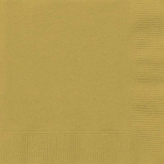 (Gold, Pack of 50) - Unique Party 17cm Gold Paper Napkins, Pack of 50