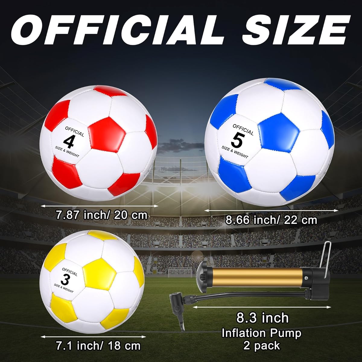 Glimin 6pcs Christian Charity Donation Supplies Deflated Soccer Balls Bulk with Pump Official Size Samaritan's Purse Operation Christmas Machine Stitched Balls for Kids