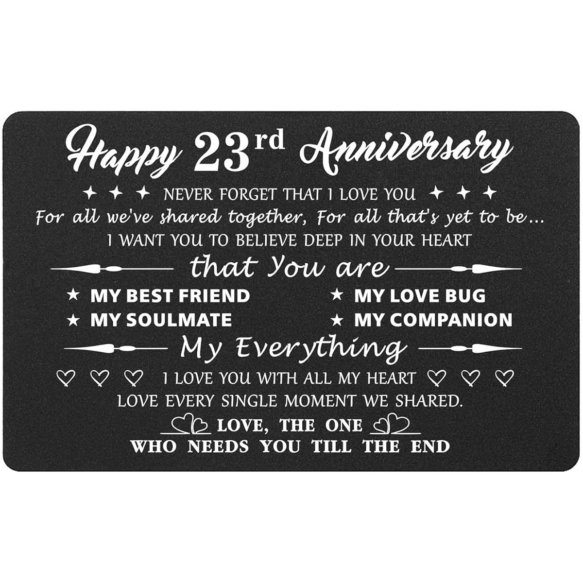 Mataly 23rd Anniversary Wallet Card for Her, 23rd Wedding Anniversary Gift for Husband and Wife, Engraved Wedding Anniversary Wallet Card for Couples