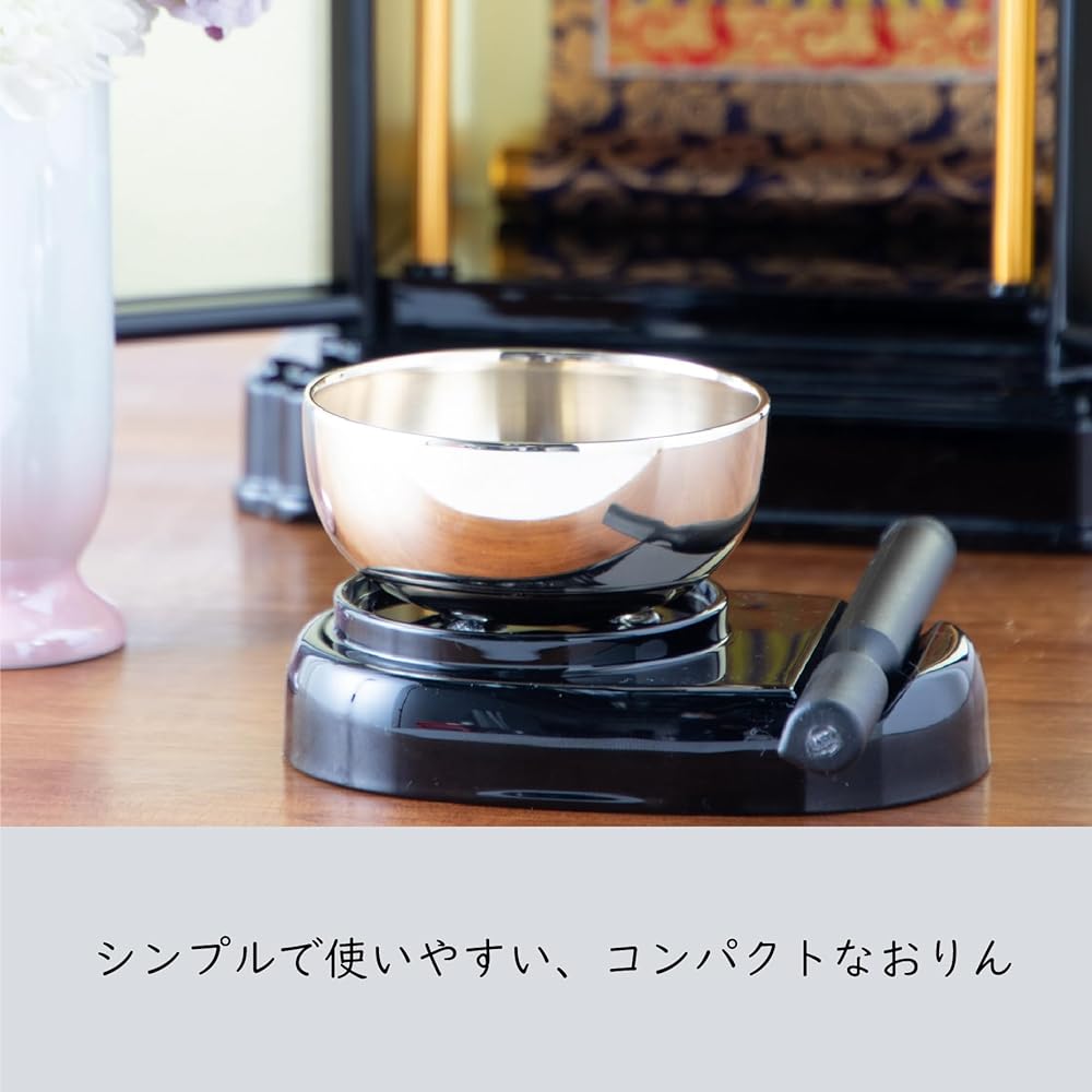 Orin Buddhist altar mini Buddhist altar set, easy to match with modern Buddhist altars, Buddhist altar accessories, also for pet memorial services, Rin, Rin stand, Rin stick, 3-piece set, Kodachi, Kotone, black red, Akane, Rin, 2.3 inches, made in Japan,