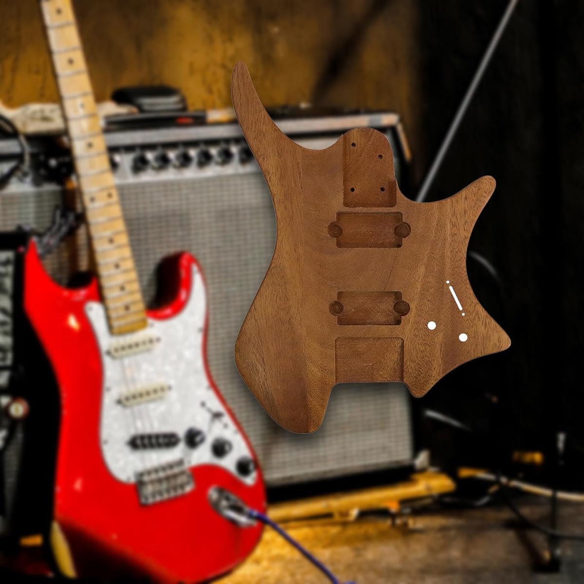 PEWETE Unfinished Electric Guitar Body Wooden Replacement with Pickup Holes Electric Guitar Playing Accessories DIY