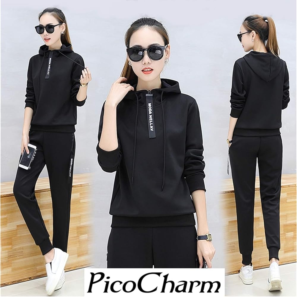 [PicoCharm] Jersey Sweatshirt Top and Bottom Set, Women's Loungewear, Sportswear, Sweatshirts, Training Wear, Sweatshirt, Parka